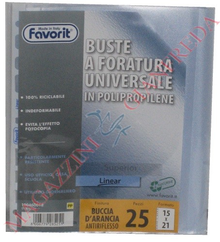 BUSTA PORTALISTINO A5 CM 15X21 GOFFRATA FORATA TRASPARENTE IN NATURENE